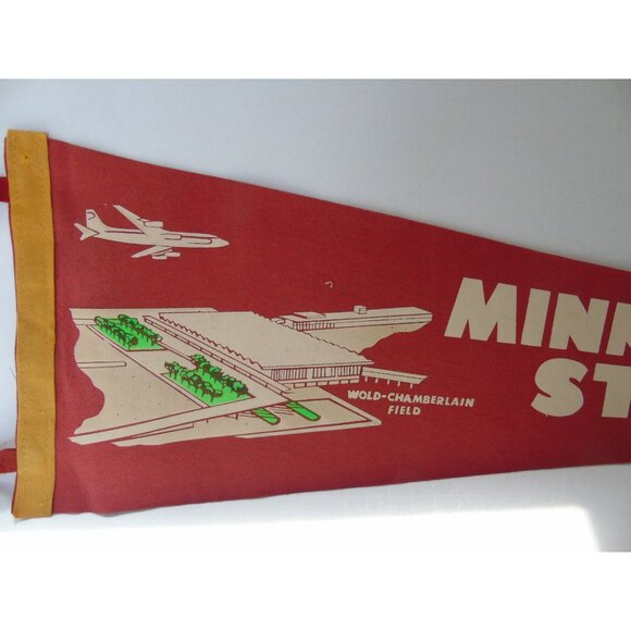 Vtg 1940's Wold Chamberlain Field Pennant St. Paul Minneapolis Felt Wall Decor - Picture 4 of 8